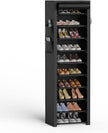 VTRIN Vertical Narrow Shoe Rack Organizer 10 Tier Tall Shoe Shelf Holds 20-22 Pairs with Non-Woven Dustproof Cover for Closet, Entryway Black