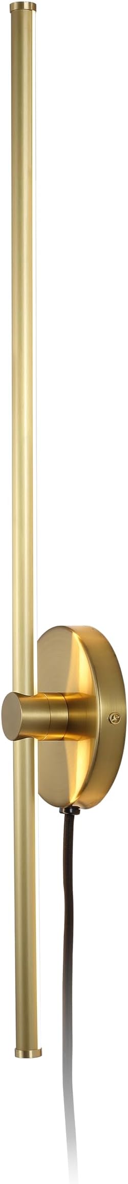 JONATHAN Y 27.25" Brass Gold 1-Light Modern Integrated LED Wall Sconce, Minimalist Plug-in Adjustable Bar Lamp for Bedroom Living Room, Dimmable Iron Metal Wall Light, 3000K (JYL7136B)