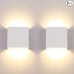 Lightess Modern Wall Sconce Mini 10W White Hardwired, Set of 2 Up Down Wall Mount Lights Indoor Mini Metal LED Wall Lamp for Living Room Bedroom Hallway Decor, Warm White, O1181TP