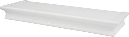 HIGH & MIGHTY Decorative 18" Floating Shelf Holds up to 15 lbs, Easy Tool-Free Dry Wall Installation, Beveled, White | 515654
