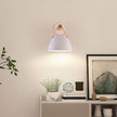 Modern White Wall Sconce Wood and Leather Accent Bedside Light Hardwired Minimalist Wall Lamp E26 Base Light Fixture for Bedroom Living Room Hallway Entryway Accent Lighting Scandinavian Style