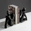 Ambipolar Yoga-Style Black Decorative Bookends, Resin Book Stand to Hold Books Heavy Duty, Book Stoppers for Home Decor, Office Desk, Living Room Decor. Black. Book Ends for Shelf