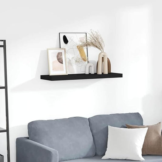 Black Honeycomb Floating Wall Shelf with Metal Frame, 31.5 x 9.3 x 1.5 Inches, Modern Matte Finish for Displaying Books and Decorative Items, Space-Saving Mounted Shelf