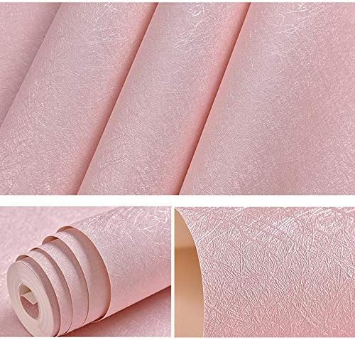Cohoo Home Silk Pink Wallpaper Peel and Stick Contact Paper Pink Textured Silk Wallpaper for Bedroom Self Adhesive Removable Wall Sticky Paper Girls Room Drawer Liner Waterproof 15.7inW 393inL