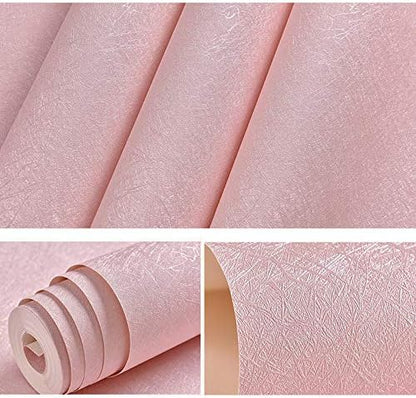 Cohoo Home Silk Pink Wallpaper Peel and Stick Contact Paper Pink Textured Silk Wallpaper for Bedroom Self Adhesive Removable Wall Sticky Paper Girls Room Drawer Liner Waterproof 15.7inW 393inL