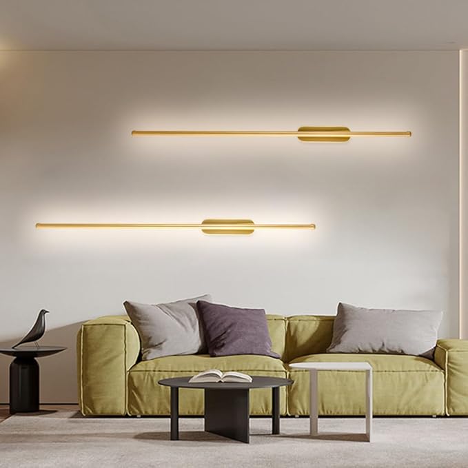 LED Hardwired Wall Sconce - Minimalist Linear Wall Light Fixture for Bedroom, Living Room, Hallway - 3 Color Modes, 100cm