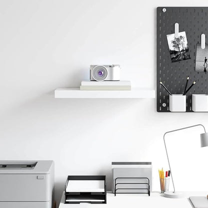 White Honeycomb Floating Wall Shelf, MDF and Metal Construction, 19.7 x 9.1 x 1.5 Inches, Modern Storage Display for Home Decor