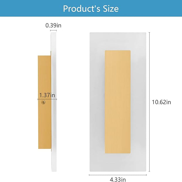 LMQNINE Modern LED Acrylic Gold Wall Sconce White Light 6000K for Bedroom Corridor Stairs Bathroom Indoor Lighting Fixture Lamps Home Room Decor (2- Pack)…