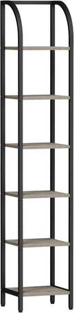 Bookshelf Bookcase Narrow Bookcase Shelf Organizer with Steel Frame for Study Living Room Bedroom Kitchen Home Office Industrial Bookshelf 6-Tier Greige BC56005B