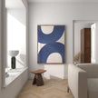 Nationcog Blue Nova Beige Mid Century Wall Art, Modern Minimalist Abstract Poster, Bold Curved Shape Geometric Print, Neutral Contemporary Home Decor Accent (Unframed) (12x18)