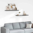 High Gloss Grey Floating Wall Shelf Set of 2, Honeycomb MDF and Metal Modern Storage for Bedroom or Office, Space Optimization and Sturdy Build with Invisible Mounting System
