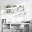 Set of 4 High Gloss White Honeycomb MDF Floating Wall Shelves with Metal Brackets for Modern Storage and Display