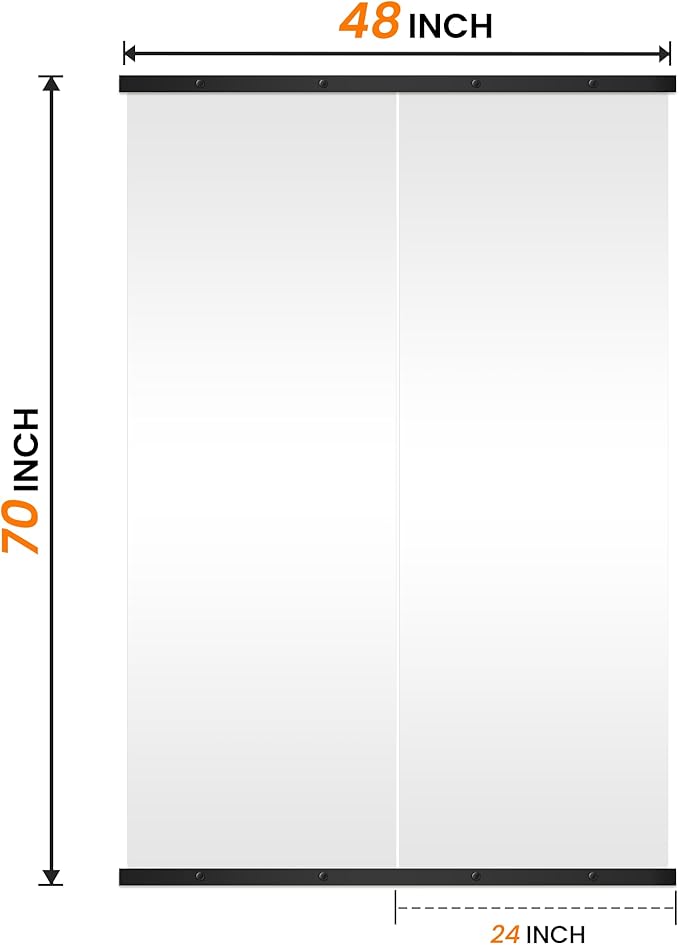 Home Gym Mirror for Wall,70x24x2PCS Full Length,Glass Frameless Body Large Mirror for Home Gym,Workout,Bedroom,Garage(Black)