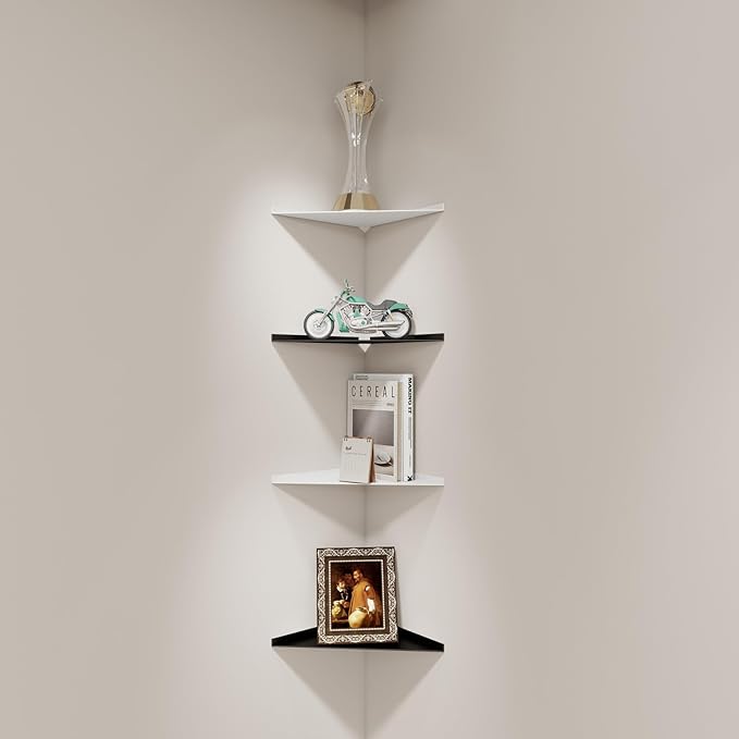Corner Shelf, 3.0mm Aluminum Alloy Corner Shelf Wall Mounted, for Bathrooms,Offices, Bedrooms,Kitchens,Dorm Rooms and Living Rooms(11 in Black) (11.3 inch Corner Shelf)