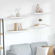 Wall Shelf Set of 4 Oak and White Honeycomb MDF with Metal Standard, Floating Shelves for Living Room Office, Invisible Mounting System, Durable Display Storage Organizer