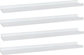 Long Floating Shelves 36 Inches Set of 4,Wood Picture Shelf for Wall with Ledge,Photo Frames Display Shelves Wall Mounted Rustic for Living Room Bedroom Kids Nursery,Home Decor (Rustic White)
