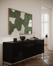 Nationcog Green Mid Century Wall Art, Minimalist Abstract Poster with Beige Tones, Retro Organic Shape Print, Modern Neutral Home Decor for Living Room or Entryway (Unframed) (20x30)