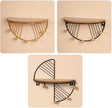 JUNY Semi-Circular Shape Floating Shelves Metal Wall Decor,Wood Wall Mounted Storage Shelf Home Decorations Art for Bedroom Living Room Kitchen Bathroom (Semicircular-Gold)