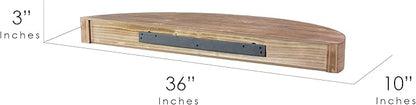 American Art Decor Large Rustic Round Oval Wood Decorative Floating Wall Mounted Shelf - Brown - 36" L x 3" H x 10" D