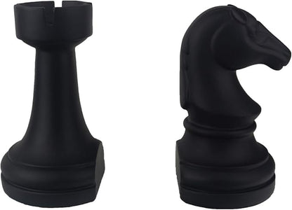 Decorative Chess Bookends for Shelves, Book Ends Decorative for Office Heavy Books, 7x7x4 inches, Black,1Pair/2Piece (Chess)
