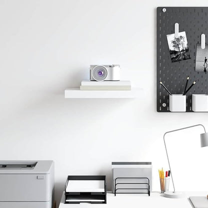 White Honeycomb Floating Wall Shelf with Invisible Mounting System, 15.7x9.1 Inches, Modern MDF and Metal Storage Display for Books and Decor