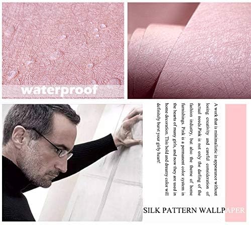 MelunMer Pink Peel and Stick Wallpaper 393In L 15.7In W Self Adhesive Removable Wallpaper for Bathroom/Bedroom Modern Contact Paper Silk Textured Pink Contact Paper for Cabinets Shelf Waterproof