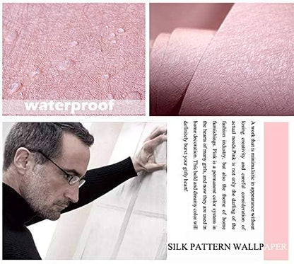 MelunMer Pink Peel and Stick Wallpaper 393In L 15.7In W Self Adhesive Removable Wallpaper for Bathroom/Bedroom Modern Contact Paper Silk Textured Pink Contact Paper for Cabinets Shelf Waterproof