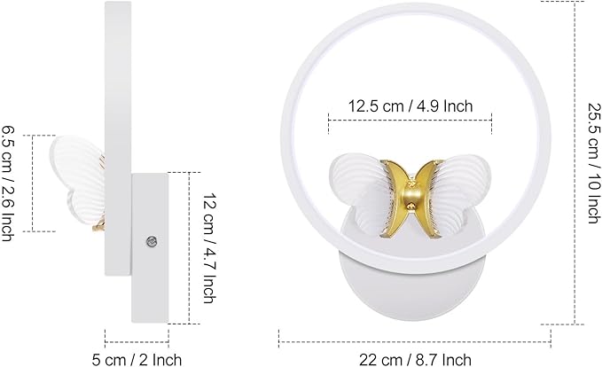 XEYOU 16W Modern Wall Sconce Lighting Indoor LED Creative Wall Light Fixture Butterfly Shape Decoration Wall Lamp for Living Room Bedroom Stair Corridor