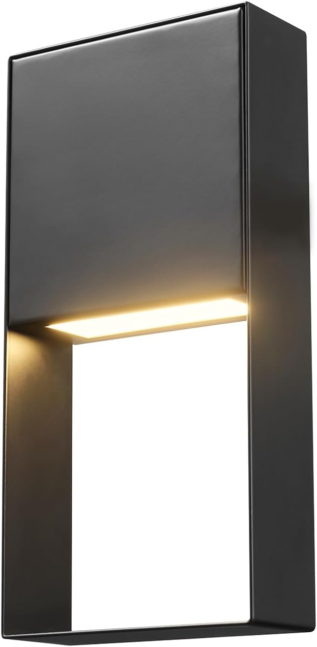 GLOBE Electric 60000171 7.5W LED Integrated Outdoor Wall Sconce, Matte Black, 400 Lumens, 2700 Kelvin, 80 CRI
