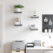 Set of 4 High Gloss Grey Floating Wall Shelves, Honeycomb MDF and Metal Compact Design for Modern Living Room Bedroom Office Storage Display