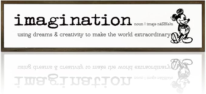 Inspirational Wood Sign, Desk Decor Signs, Farmhouse Decor for Table Shelf, Motivational Wall Decoration for Home Bedroom Office Classroom, Hanging Framed Wood Signs, Imagination Signs
