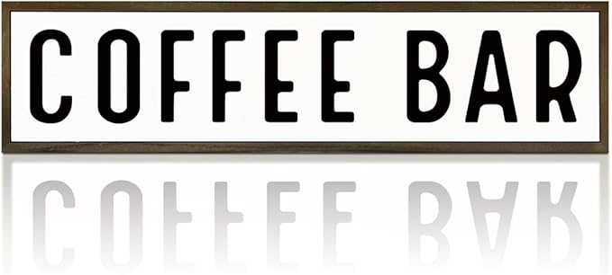 Coffee Bar Signs for Kitchen, Farmhouse Decor for Shelf, Rustic Wooden Wall Hanging Sign, Coffees Decoration for Cafe, Bar or Coffee Corner, Decorative Wooden Box Signs, 17.8x4x1.2 inches