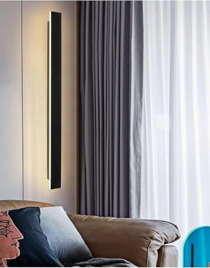 Hardwired Modern 32" LED Wall Sconce Light, Thin Slim 2" Wide, Matte Black Aluminum Fixture, Warm/Neutral/Cool White, Mounted Lamp for Bedroom, Living Room, Hallway – Electrical Installation Required