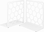 GEOMOD Geometric Honeycomb White Metal Bookends Decorative - Tall Sturdy Book Ends for Shelves - Modern Heavy Duty Bookend Stopper - Office or Home Book Shelf Book Holder - 6x3.25x6.25 Inches - 1 Pair