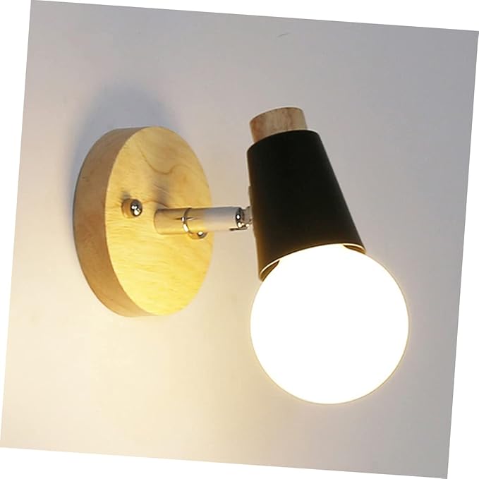 NUOBESTY Minimalist Solid Wood Wall Sconce Light Fixture Modern Black Design for Bedroom Bathroom Loft Decor No Light Bulb Included