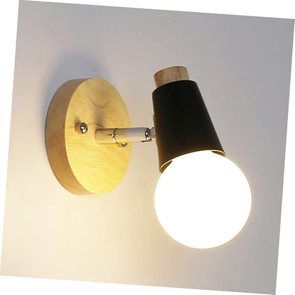 NUOBESTY Minimalist Solid Wood Wall Sconce Light Fixture Modern Black Design for Bedroom Bathroom Loft Decor No Light Bulb Included