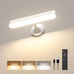Wall Sconce with 7500mAh Rechargeable Battery LED Wall Light for Bedroom with Remote Control, 3 Colors Wireless Wall Lamp 360° Rotate Dimmable Brightness with 15 RGB Colors,White,1Pack