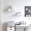 Set of 2 Oak and White Floating Wall Shelves, Modern Honeycomb MDF and Metal Medium Storage, Decorative Display Shelf for Living Room Office