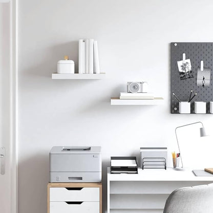 Set of 2 Oak and White Floating Wall Shelves, Modern Honeycomb MDF and Metal Storage Display Unit for Living Room or Office