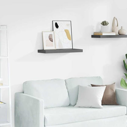 High Gloss Grey Floating Wall Shelf with Honeycomb MDF and Metal Frame, Modern Design for Living Room Bedroom Office, Strong Weight Capacity, Easy Installation Mounting Kit