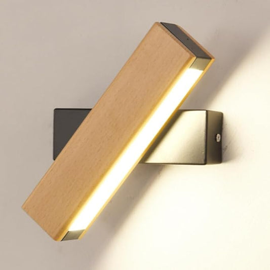 Modern Indoor LED Wall Sconce Wooden Minimalist Interior Small Wall Lights 1 Pack Hardwired 360° Rotatable Wall Mount Light for Living Room Bedroom Hallway Corridor(Neutral light,Small)
