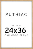 puthiac 24x36 Solid Oak Wood Picture Frame, 24 x 36 Poster Frames for Wall, Vertical or Horizontal, Plexi Front, 1 Pack, Natural Oak