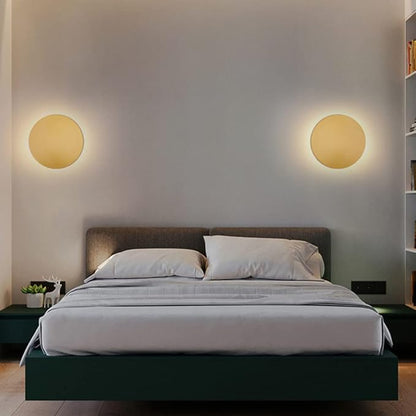 Gold Modern Wall Sconce OTTOSON Round Disc Sconces Wall Lighting Metal Circular Stairwell Lighting 3000K Warm LED Wall Lights for Living Room Bedroom Stairway - 12"