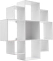Wall Mounted Book Shelf 3-Tiers 9 Compartment Geometric Bookshelf Decorative Display Open Shelves Floating Shelf Bookcase Holds up to 66.1 lbs (White)