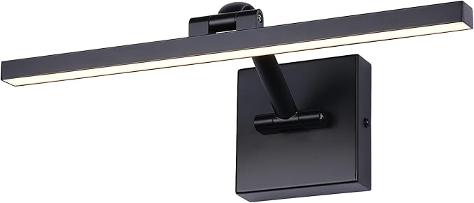 Black 15.7 Inch LED Dimmable Lights For Pictures On Wall Hard Wired Gallery Light Modern Artwork Wall Lamps, Warm White Picture Lights with Single Swing Arm Art Display Light For Paintings Portrait
