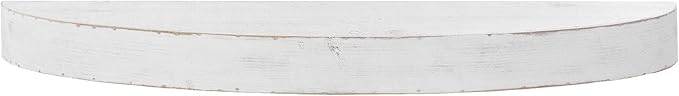 American Art Decor Large Rustic Round Oval Wood Decorative Floating Wall Mounted Shelf - White - 36" L x 3" H x 10" D