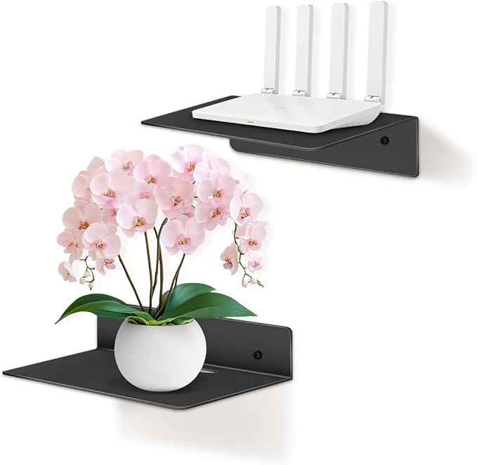 eZAKKA Black Metal Shelf, Metal Floating Shelves, 9" Heavy Duty Industrial Modern Steel Linear Wall Shelf Display Shelves for Decorative for Modern Farmhouse Living Room, 2 Pack, Black