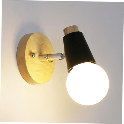 Vaguelly Minimalist Wall Lamp Fixture Modern Solid Wood Design for Loft Lighting Decor Black Finish Space Saving Wall Mounted Light for Living Room Bedroom Dining Room More