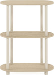 Furinno Turn-N-Tube No Tools 3-Tier Modern Oval Side Display Rack, Bauhaus Oak/Beige