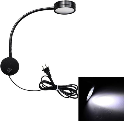Youngine 5W Plug Wired Flexible Gooseneck Wall Sconce Reading Lamp Art Works Show Accent Light Wall Mount Spot Lamp Fixture with On/off Switch (Round Black-Cool White)